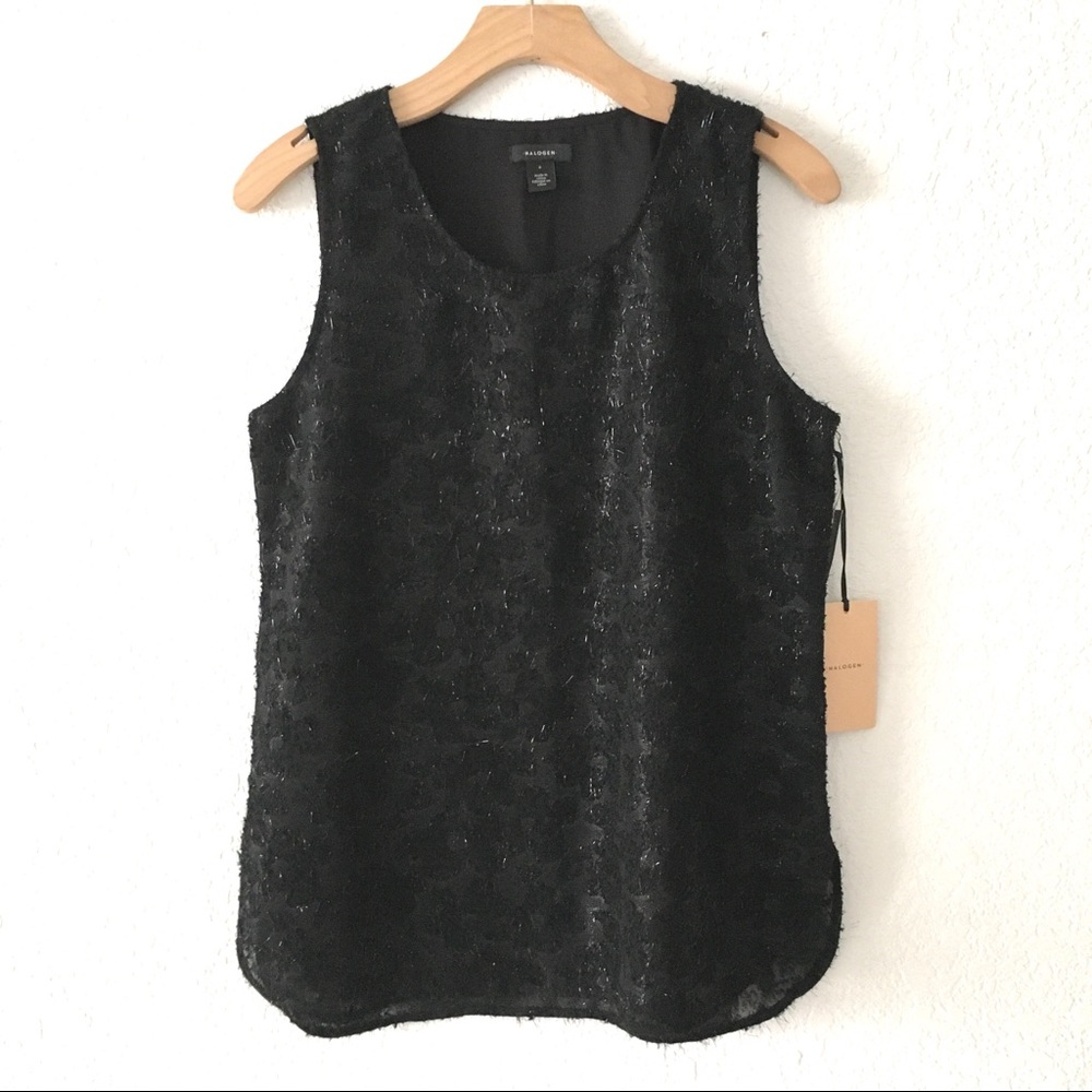 Halogen Scoop Neck Eyelash Sparkle Lined Tank Top NWT